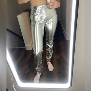 Metallic silver pants Gap